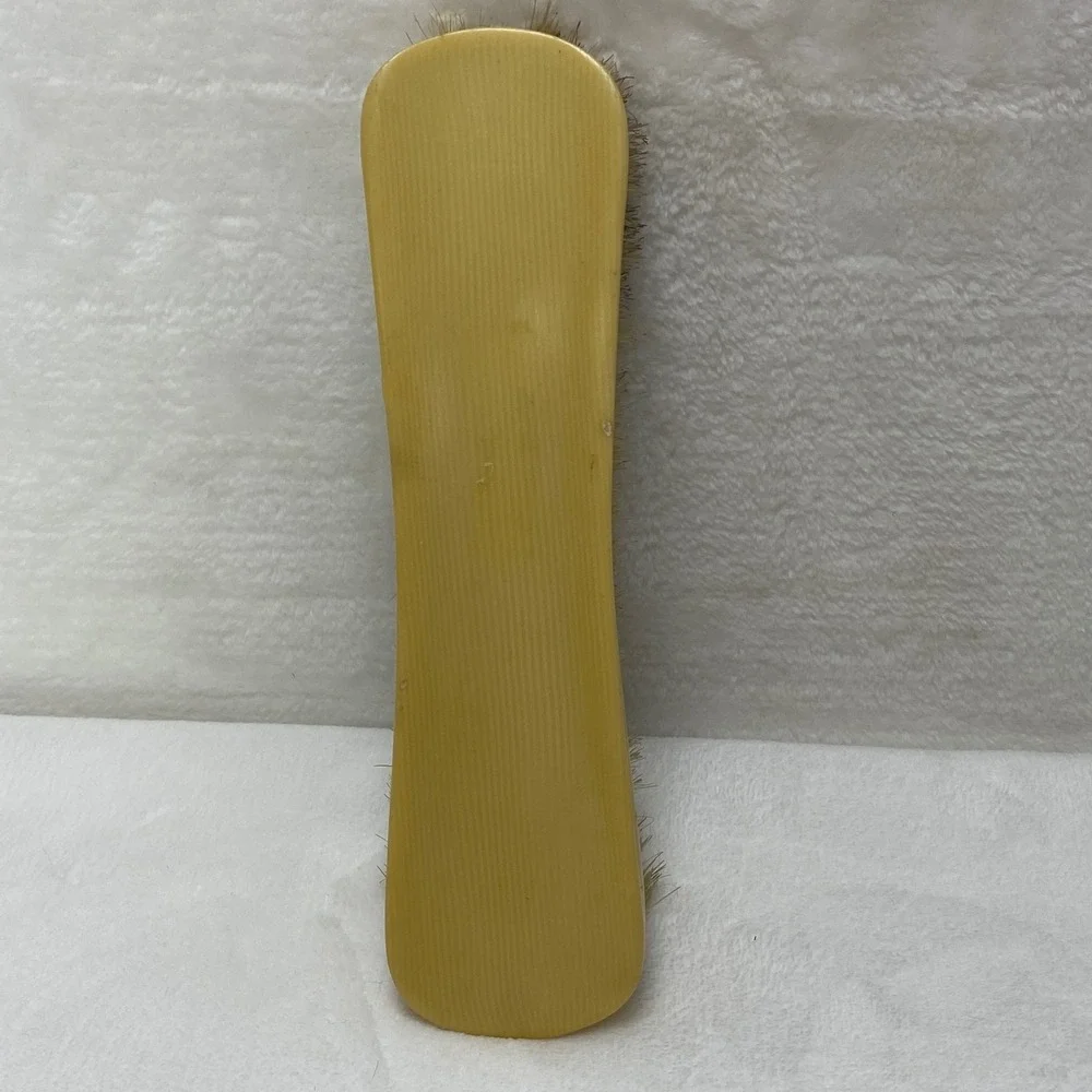 Vintage Cream Colored Bakelite‎ Clothes Brush Natural Bristles Wood Handle *READ